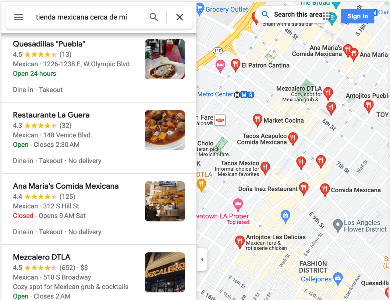 google maps tienda mexicana cerca de mi
